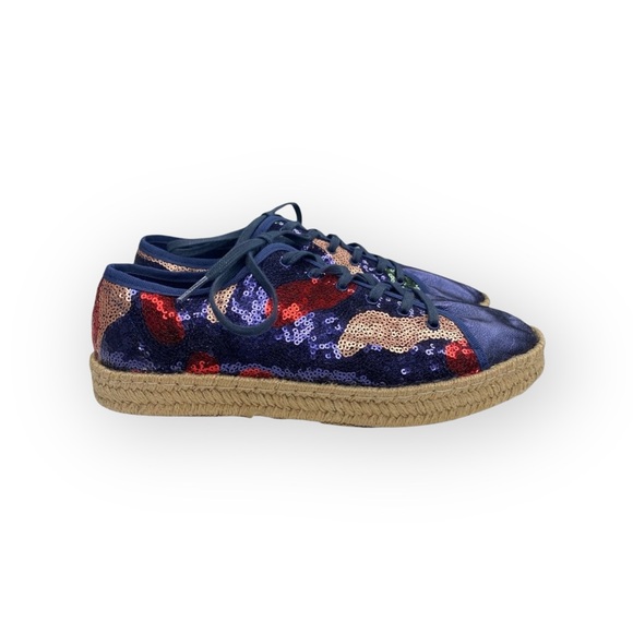 Ibizas ༄ Sequin Platform Espadrilles Lace Up Sneakers ༄ Navy Red Pink༄ 40 9 9.5 - Picture 2 of 16